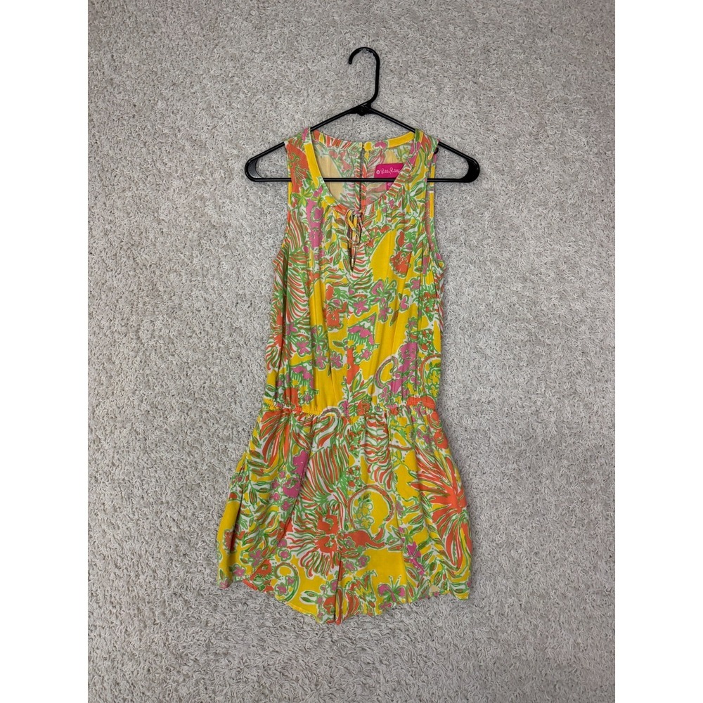 Lilly Pulitzer X Target Happy Place Challis Floral Shorts Romper Small Yellow